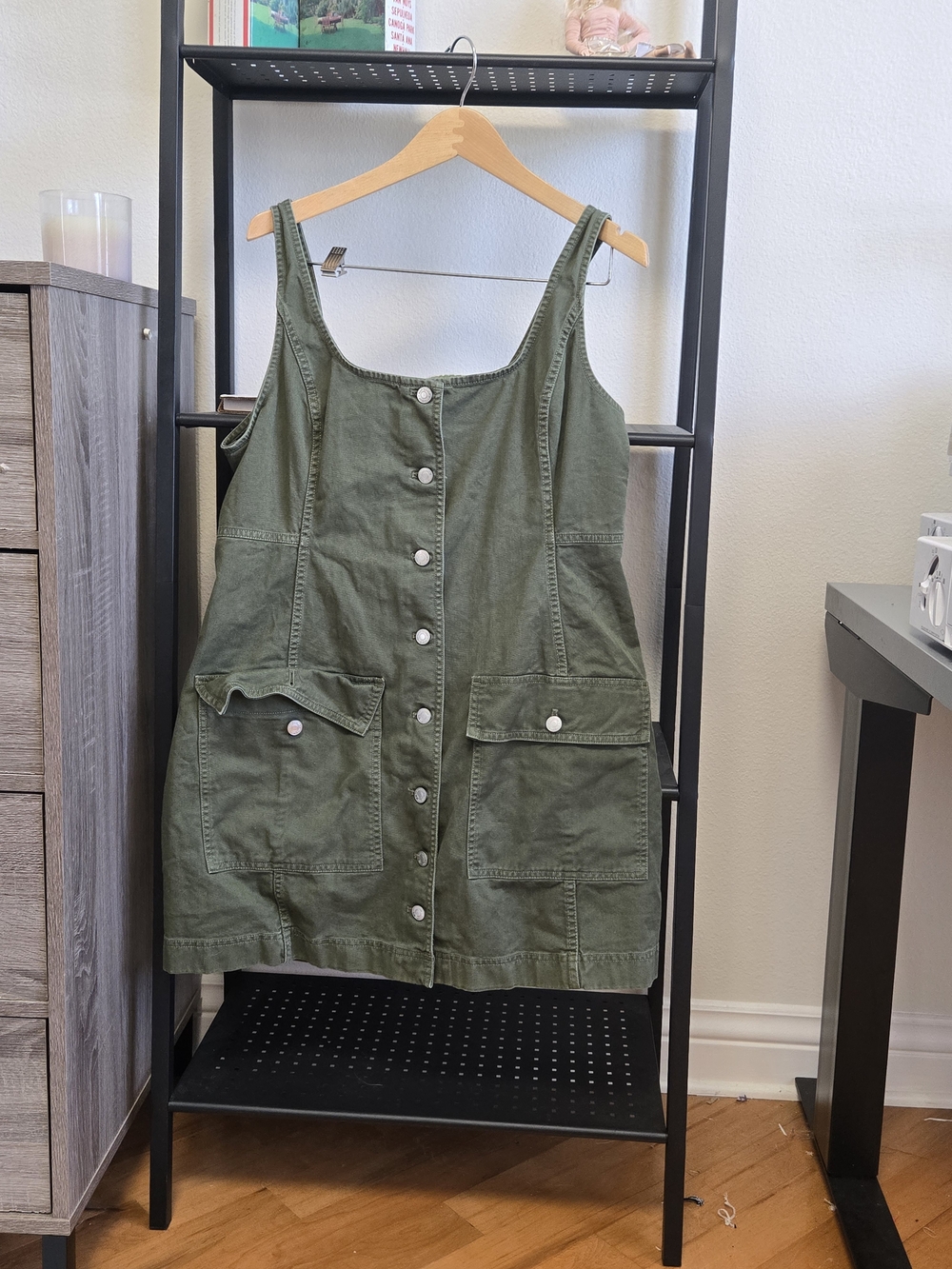 GAP Petite Olive Green Utility Dress